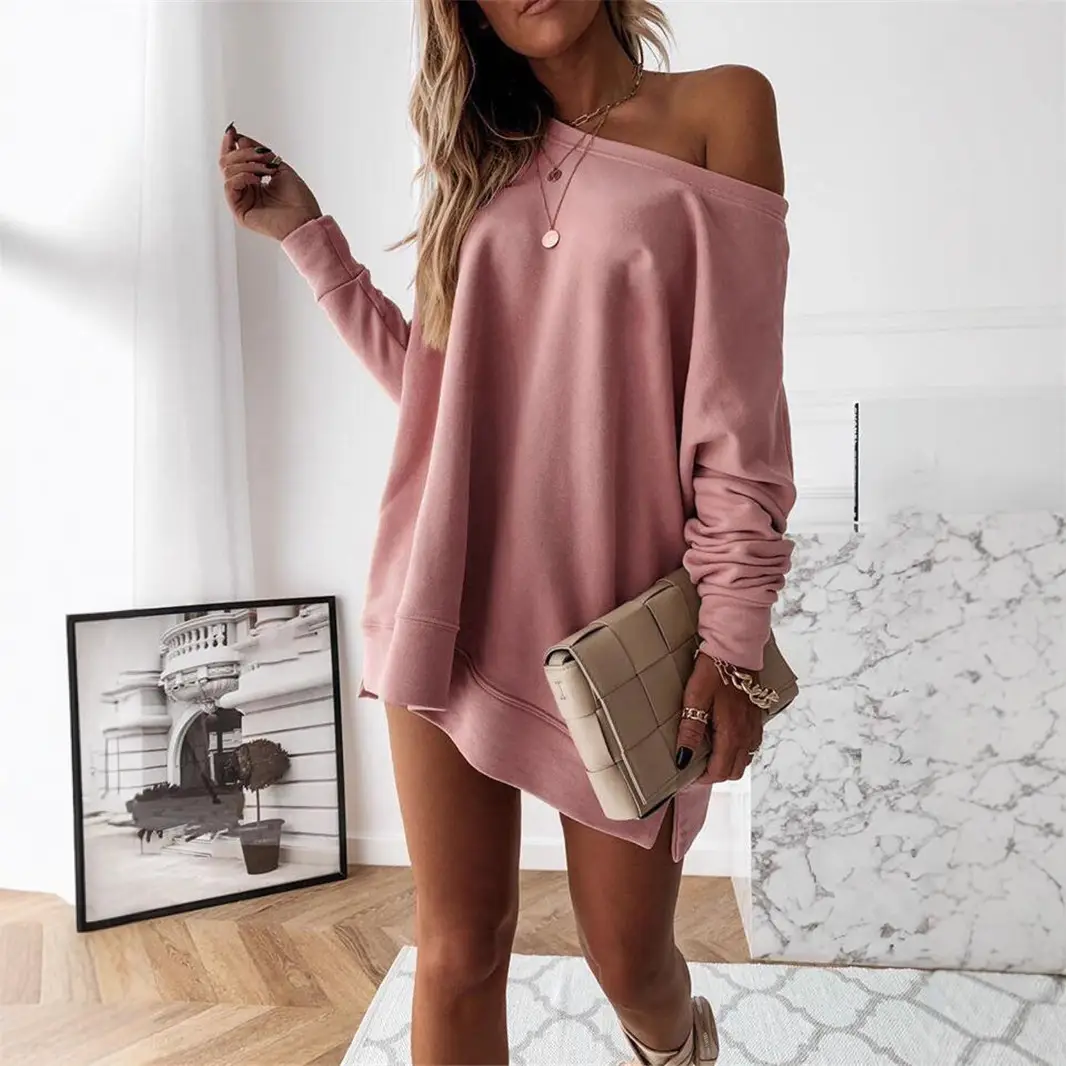 Pink Long Sleeve Loose Sweater for Women