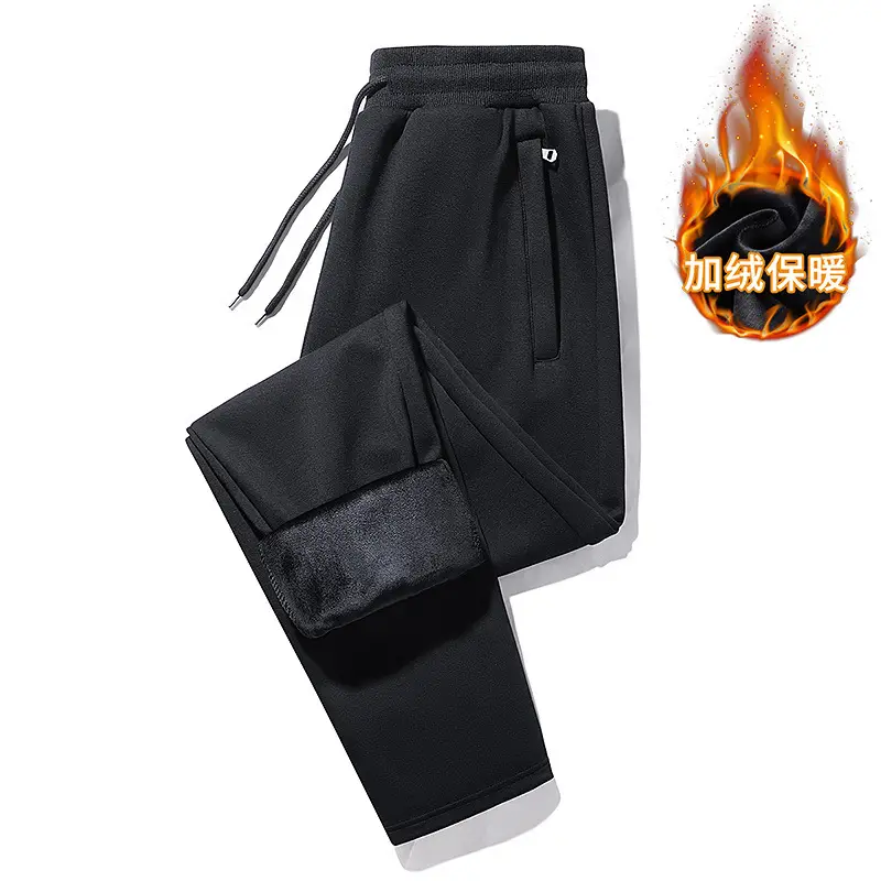 Men Grey Fleece Sweatpants Plus Size Warm - Image 13