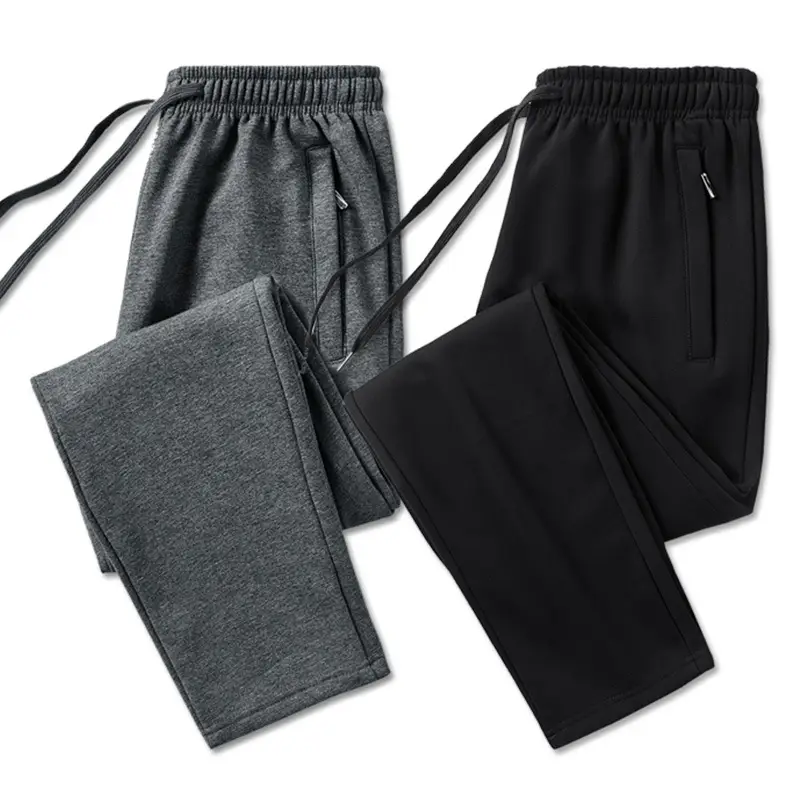 Men Grey Fleece Sweatpants Plus Size Warm - Image 14