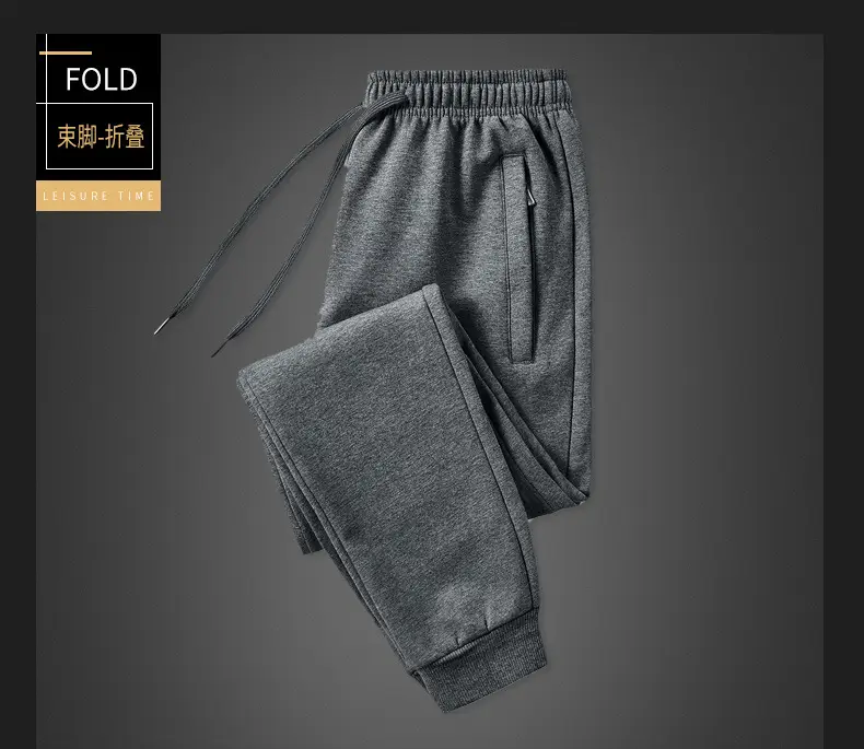Men Grey Fleece Sweatpants Plus Size Warm — feature 19