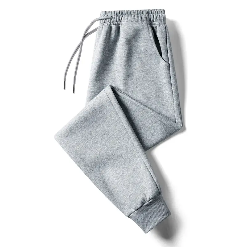 Men Grey Fleece Sweatpants Plus Size Warm - Image 8
