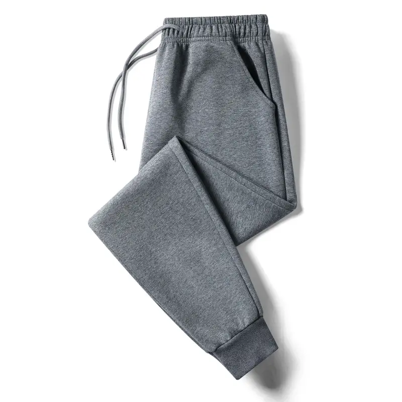 Men Grey Fleece Sweatpants Plus Size Warm - Image 9