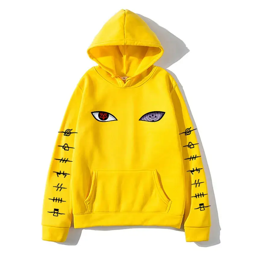 Men Orange Naruto Hoodie with Eye Embroidery - Image 12