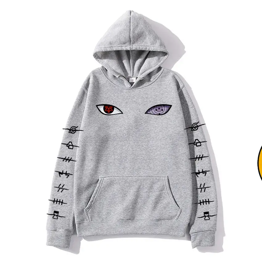 Men Orange Naruto Hoodie with Eye Embroidery - Image 14