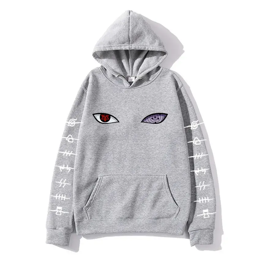 Men Orange Naruto Hoodie with Eye Embroidery - Image 5