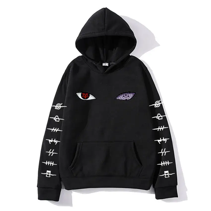 Men Orange Naruto Hoodie with Eye Embroidery - Image 6