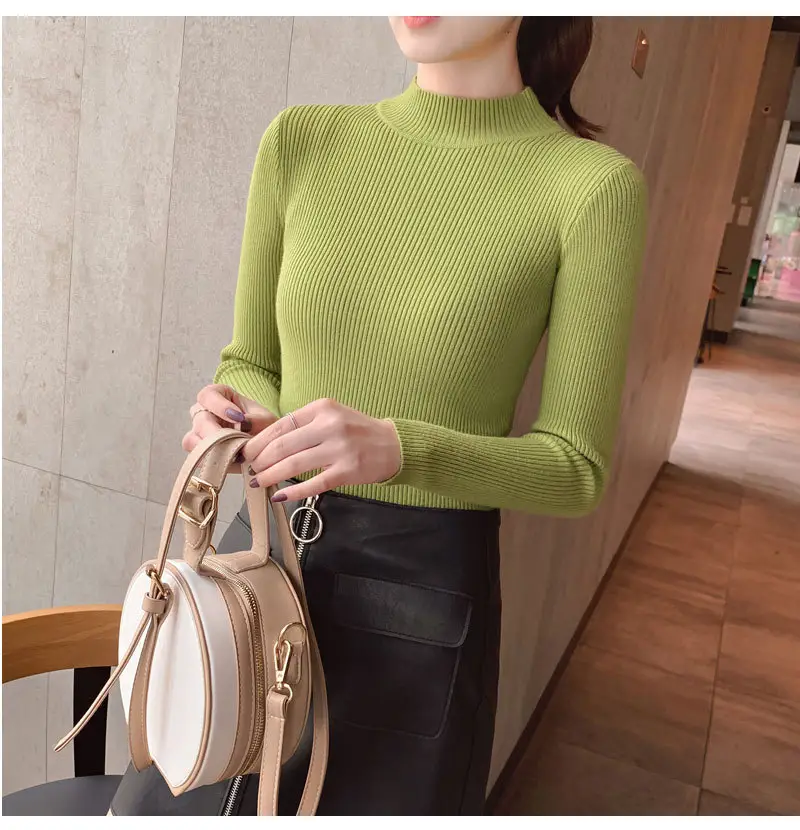 Women Knitted Sweater Pullover 2020 Semi-High Collar — feature 38