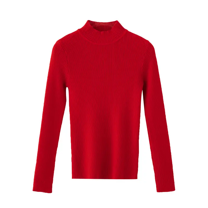 Women Knitted Sweater Pullover 2020 Semi-High Collar - Image 3