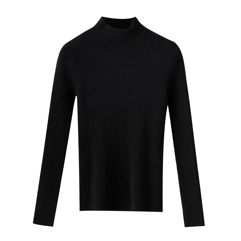 Women Knitted Sweater Pullover 2020 Semi-High Collar - Image 6