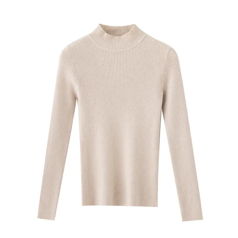 Women Knitted Sweater Pullover 2020 Semi-High Collar - Image 9