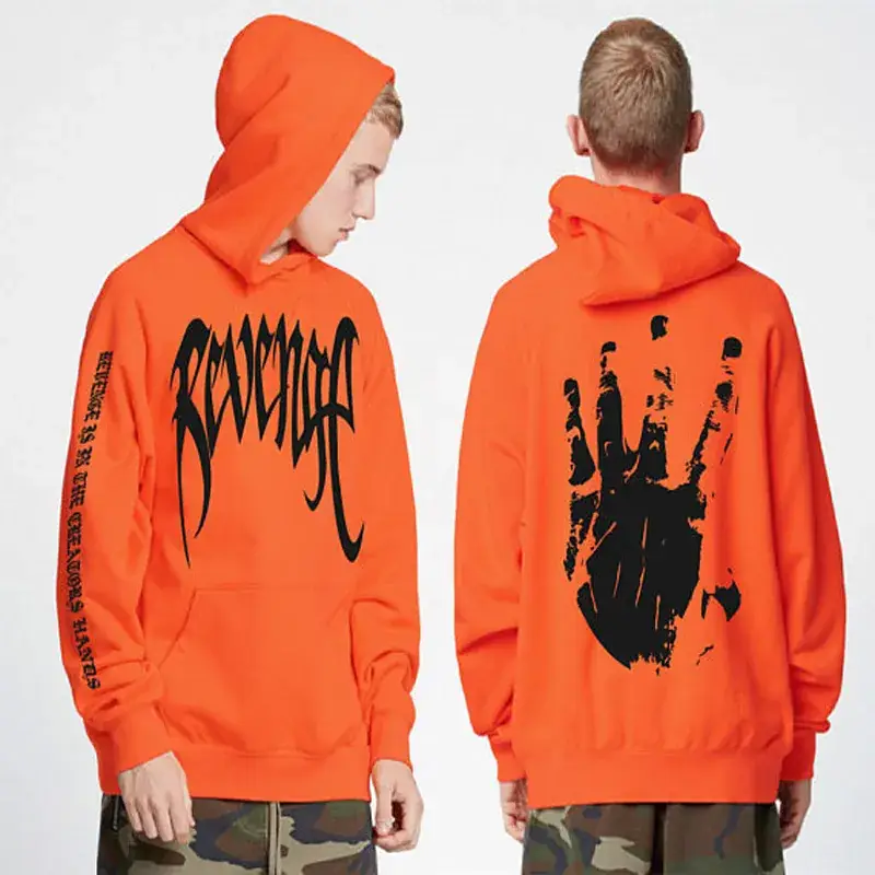 AliExpress Revenge Printed Hooded Pullover for Men Orange Large