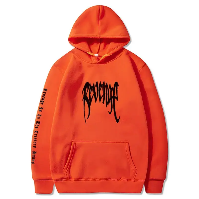 AliExpress Revenge Printed Hooded Pullover for Men Orange Large