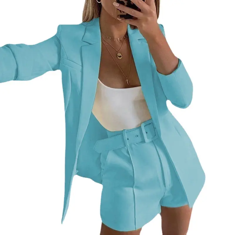Yellow Blazer Shortset Women Crossbody Casual Suit