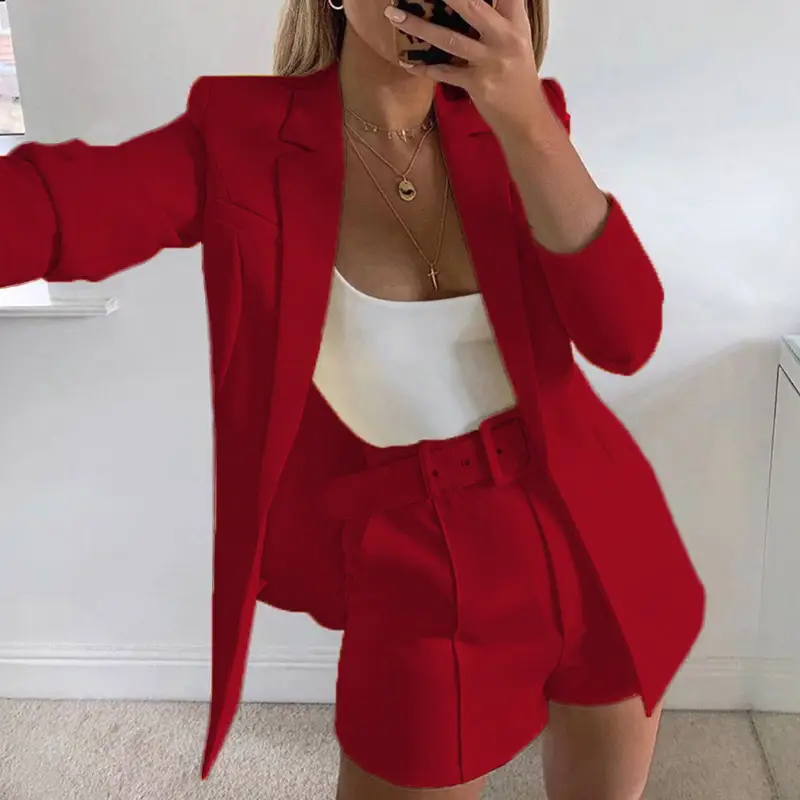 Yellow Blazer Shortset Women Crossbody Casual Suit