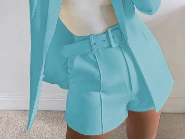 Yellow Blazer Shortset Women Crossbody Casual Suit