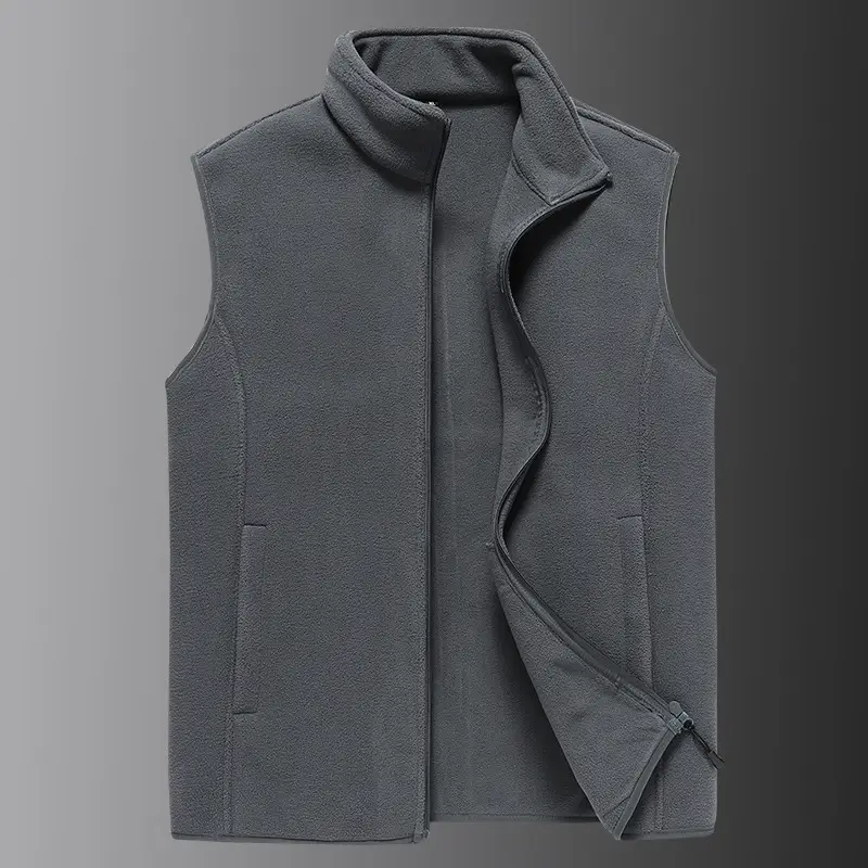 Men's Fleece Sleeveless Vest Olive Green Winter - Image 2