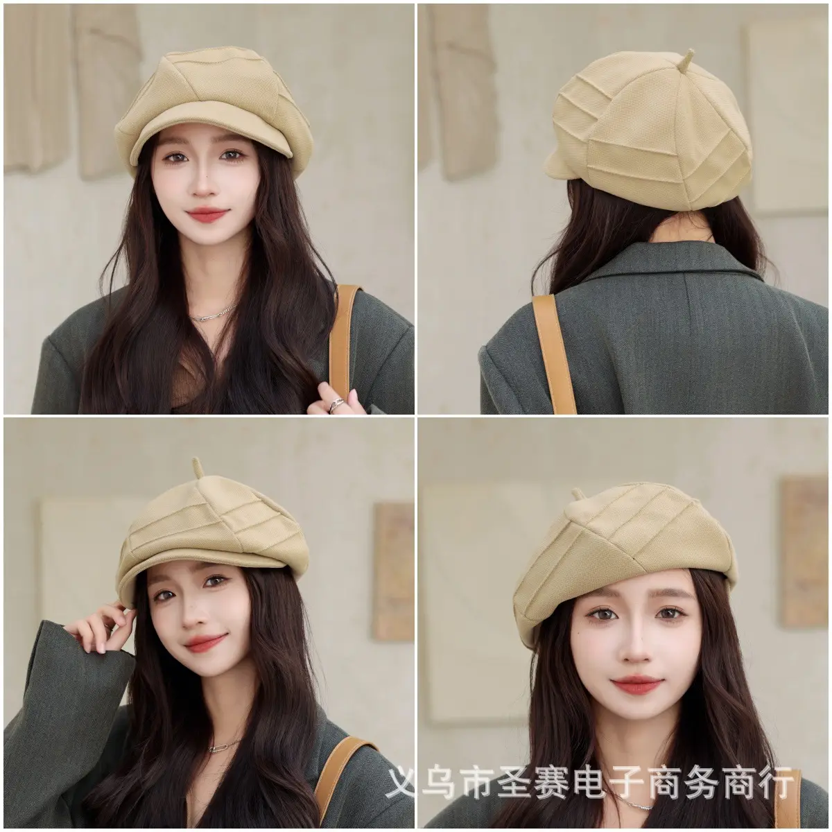 Autumn Winter Grey Octagonal Cap for Women - Image 10