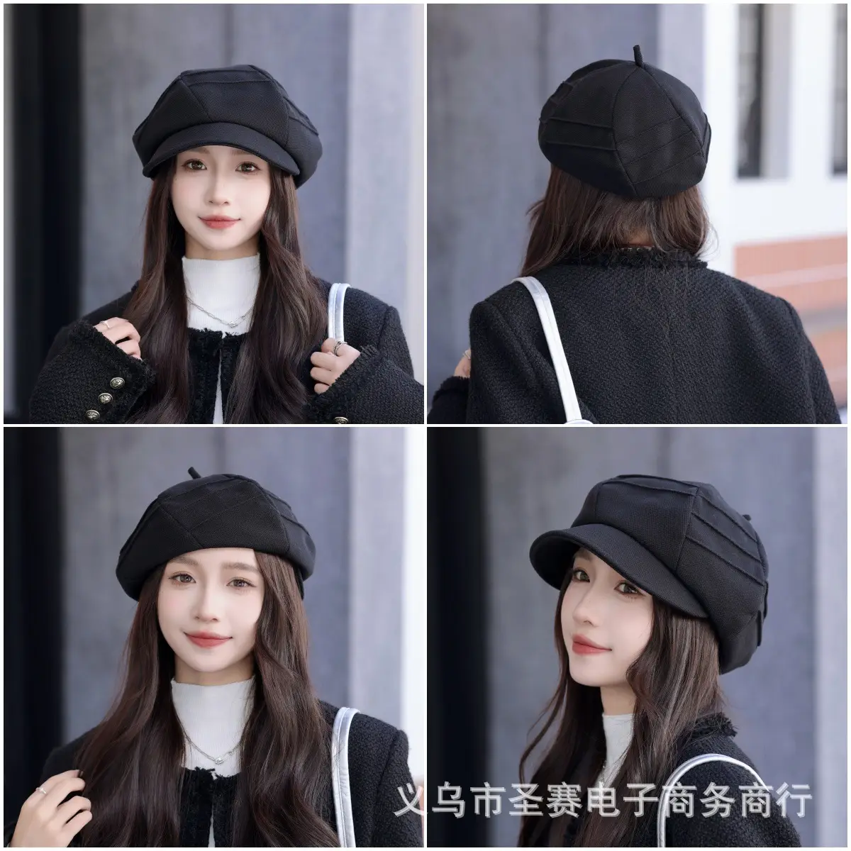 Autumn Winter Grey Octagonal Cap for Women - Image 11