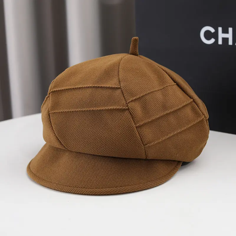 Autumn Winter Grey Octagonal Cap for Women - Image 7