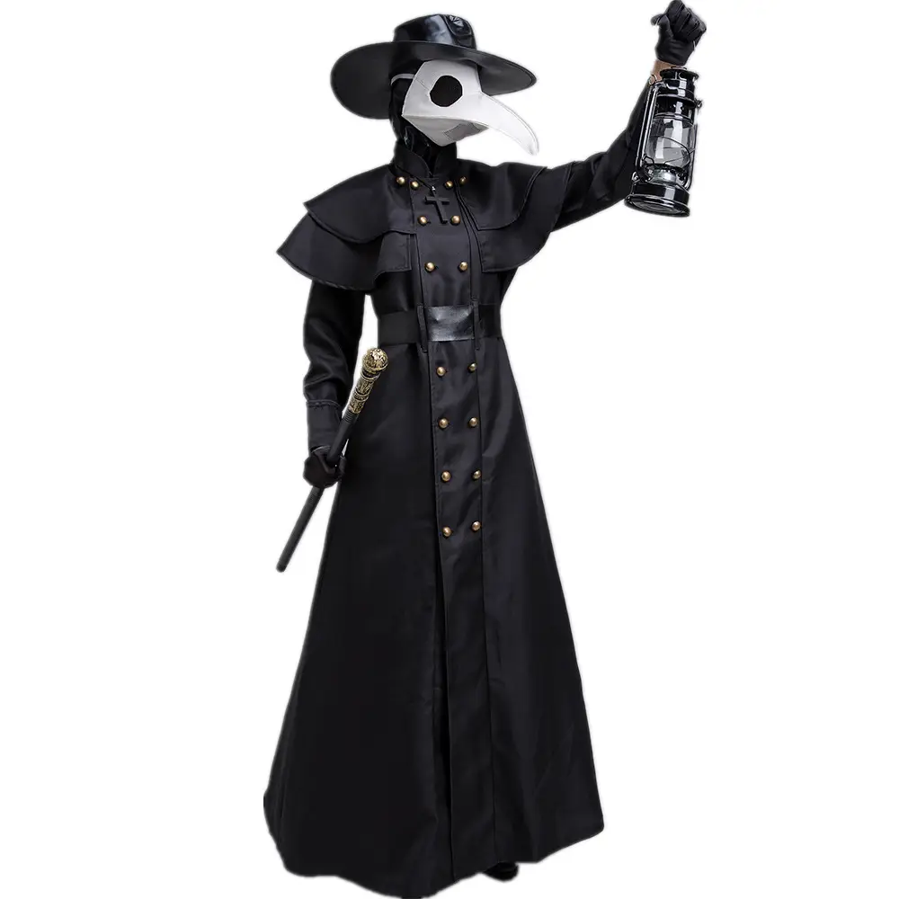 2025 Medieval Punk Black Robe Doctor Costume - Image 5