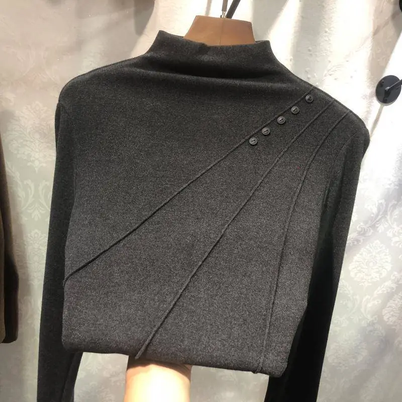 Women Velvet Fleece Shirt Brown High Collar Winter — feature 15