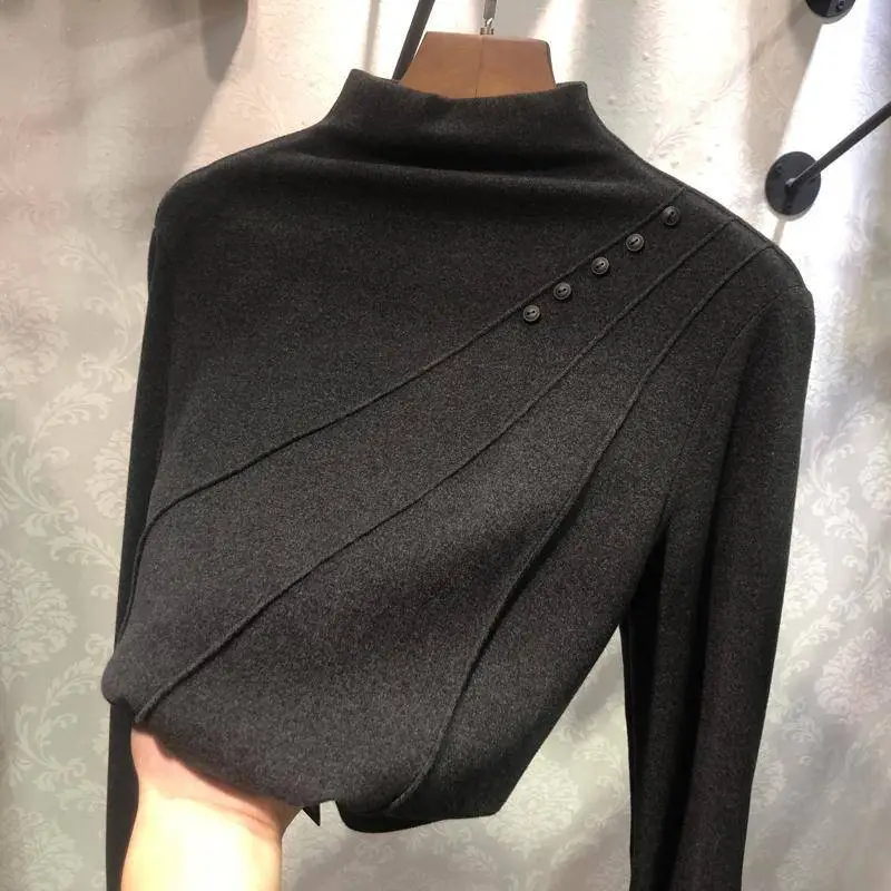 Women Velvet Fleece Shirt Brown High Collar Winter — feature 16