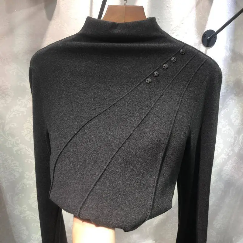 Women Velvet Fleece Shirt Brown High Collar Winter — feature 17