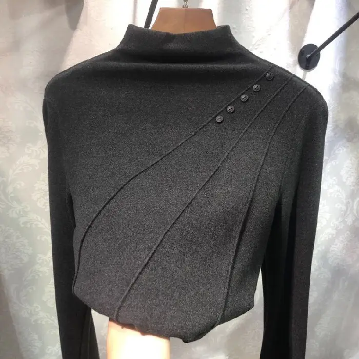 Women Velvet Fleece Shirt Brown High Collar Winter — feature 25