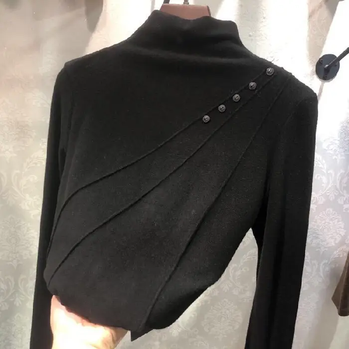 Women Velvet Fleece Shirt Brown High Collar Winter