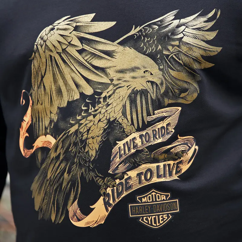 Men's 2020 Harley V-Logo T-Shirt Black Gold - Image 4