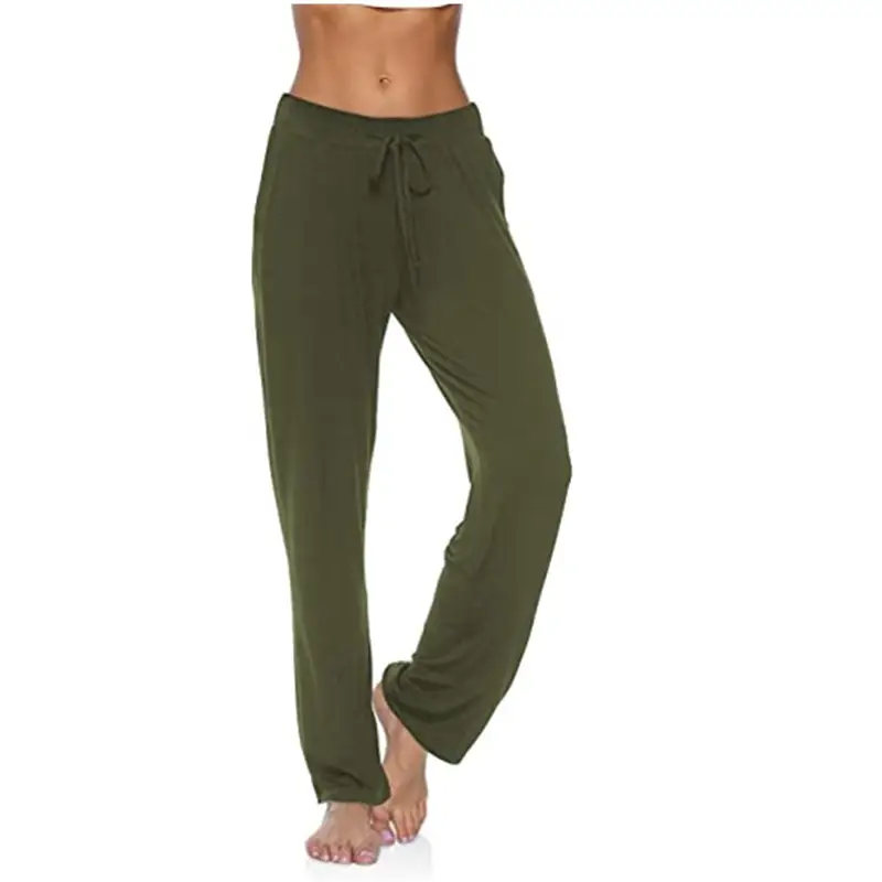 Women's Grey Wide Leg Drawstring Yoga Pants - Image 5