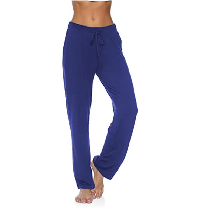 Women's Grey Wide Leg Drawstring Yoga Pants - Image 8