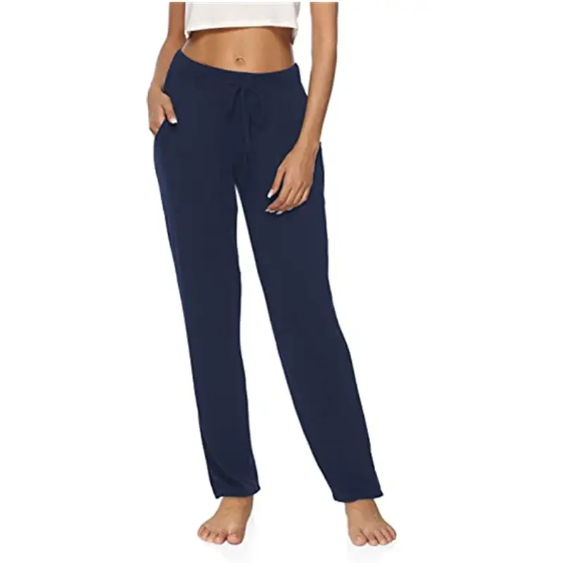 Women's Grey Wide Leg Drawstring Yoga Pants - Image 3