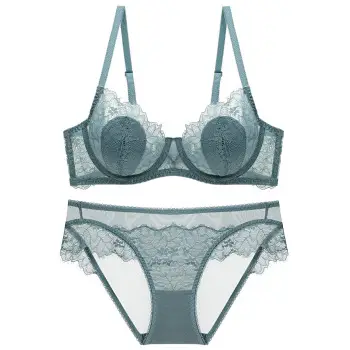 European and American Sexy Underwear Women's Ultra-thin Non-sponge Transparent plus size Bra Large Chest Small Anti-sagging Lace Bra — feature 3