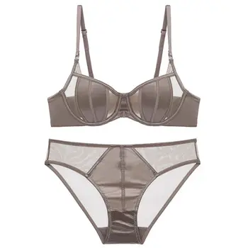 European and American Sexy Underwear Women's Ultra-thin Non-sponge Transparent plus size Bra Large Chest Small Anti-sagging Lace Bra — feature 6