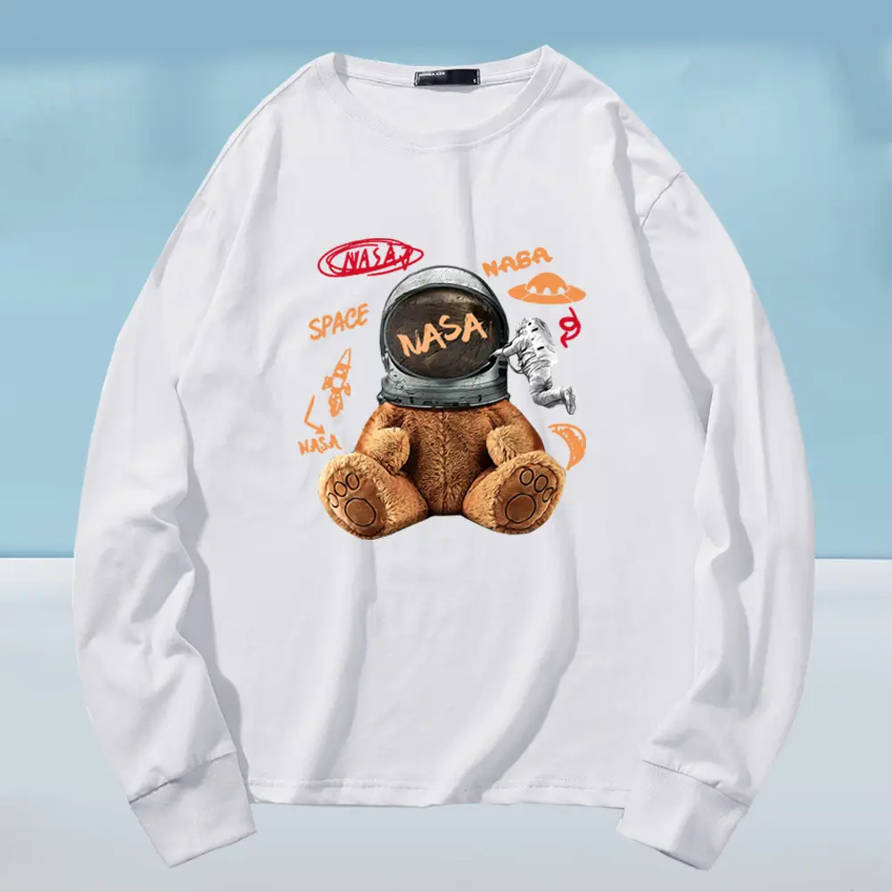 NASA Cartoon Bear Long Sleeve T-Shirt Grey - Image 10
