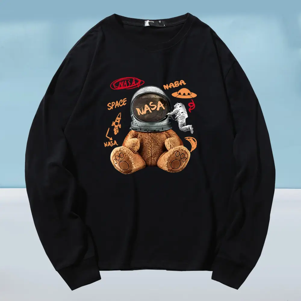 NASA Cartoon Bear Long Sleeve T-Shirt Grey - Image 11