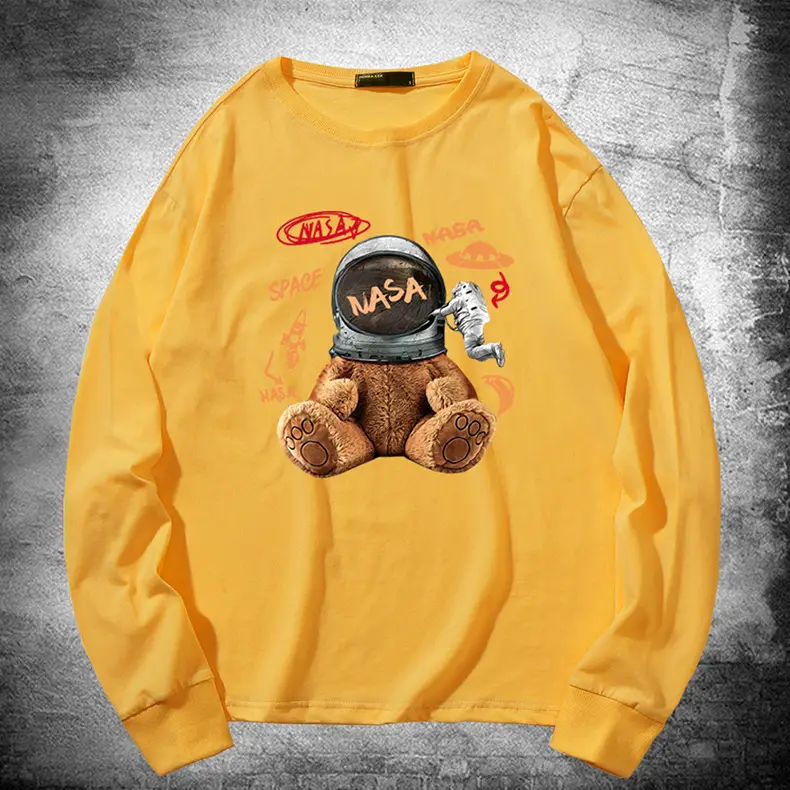 NASA Cartoon Bear Long Sleeve T-Shirt Grey - Image 12