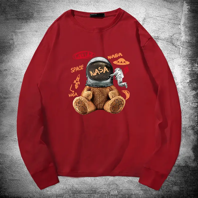 NASA Cartoon Bear Long Sleeve T-Shirt Grey - Image 13