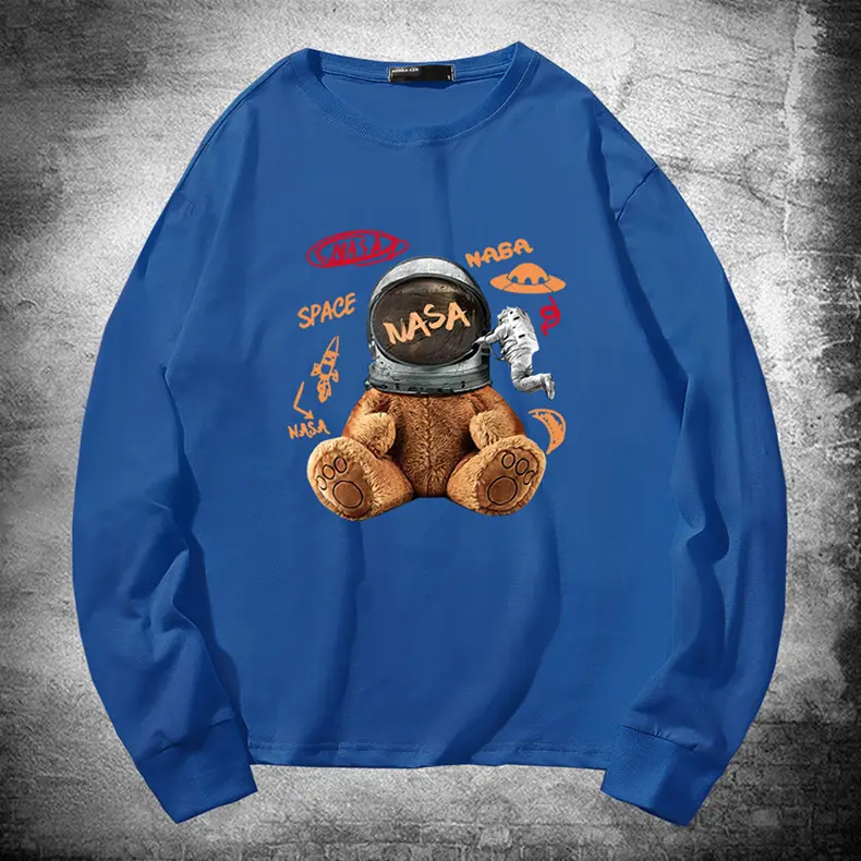 NASA Cartoon Bear Long Sleeve T-Shirt Grey - Image 14