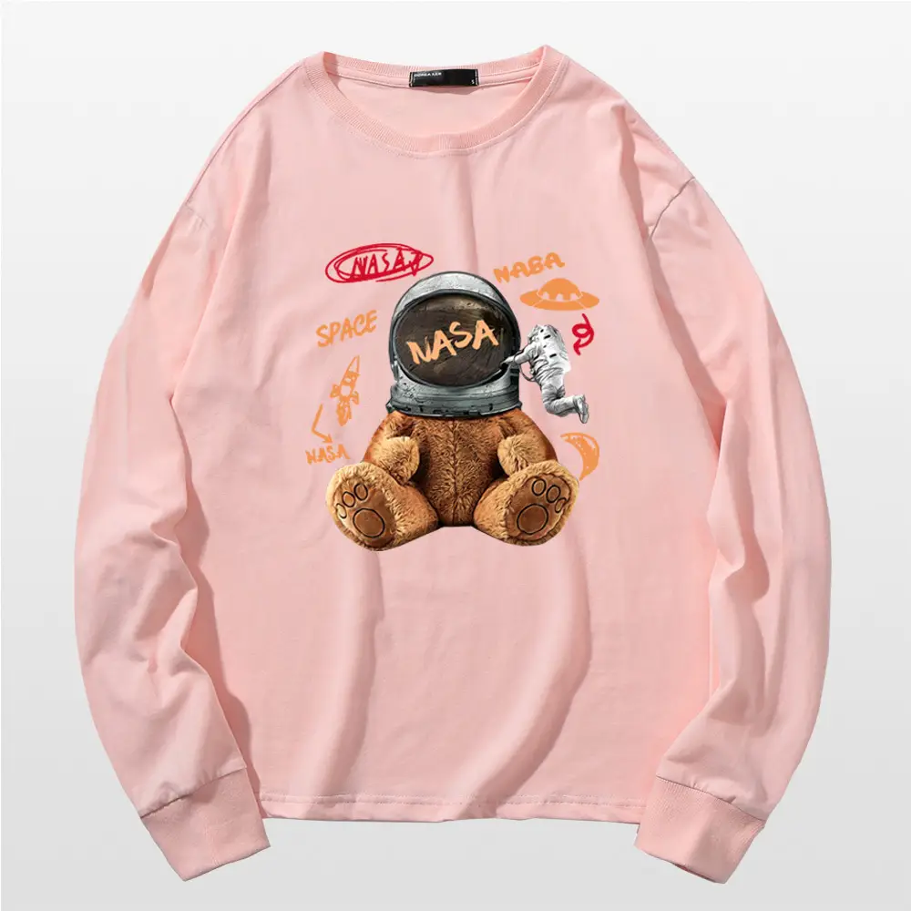 NASA Cartoon Bear Long Sleeve T-Shirt Grey - Image 8