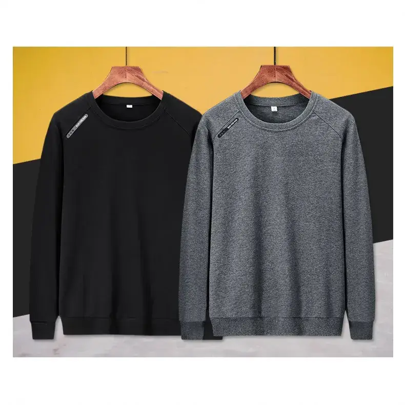 Men's Grey Pure Cotton Round Neck Sweater Large