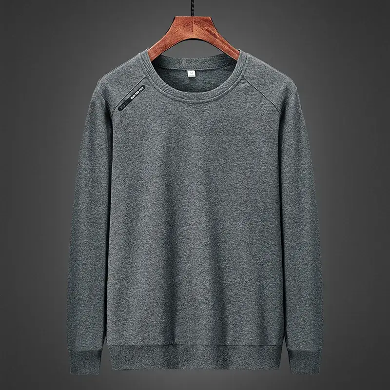 Men's Grey Pure Cotton Round Neck Sweater Large