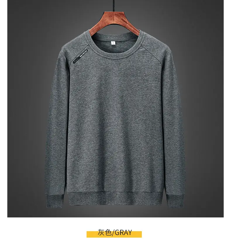 Men's Grey Pure Cotton Round Neck Sweater Large — feature 12