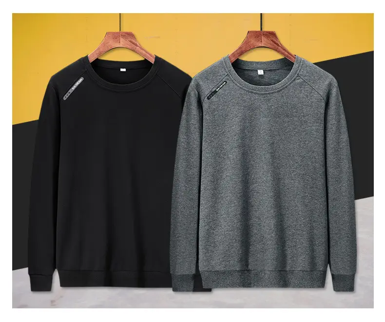 Men's Grey Pure Cotton Round Neck Sweater Large — feature 7