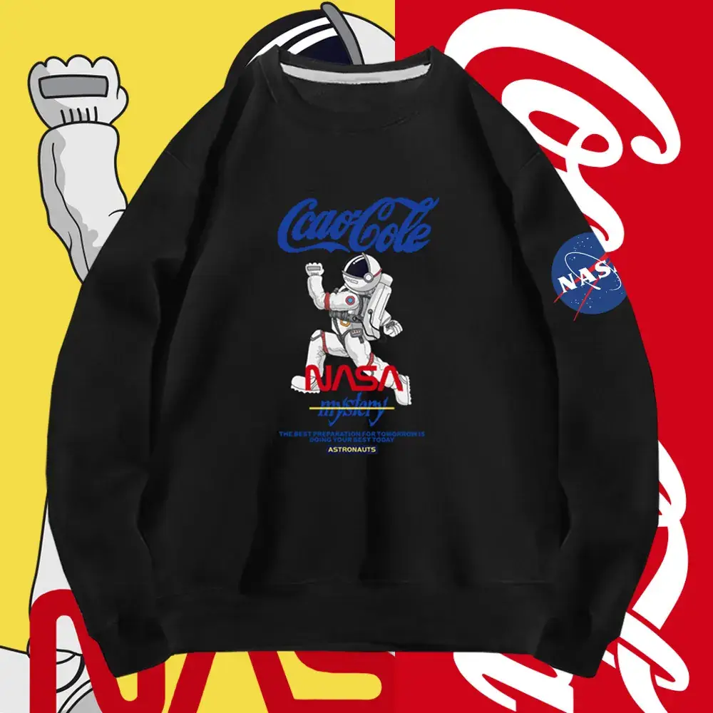 Men NASA Carlito Crewneck Sweatshirt Black Spring Autumn - Image 11