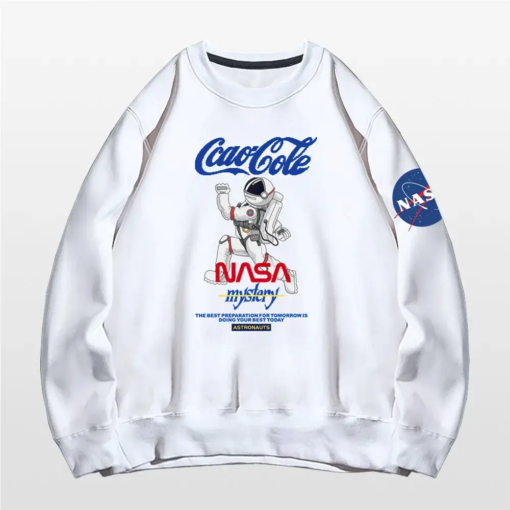 Men NASA Carlito Crewneck Sweatshirt Black Spring Autumn - Image 2