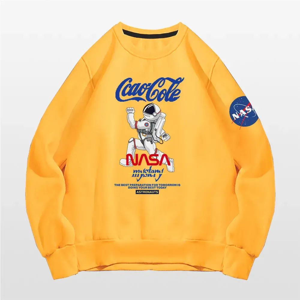 Men NASA Carlito Crewneck Sweatshirt Black Spring Autumn - Image 3