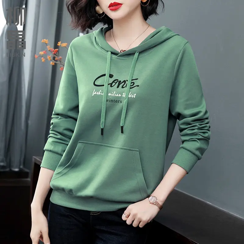 Women's Pink Hooded Sweatshirt Large Casual Spring Autumn Wear - Image 9