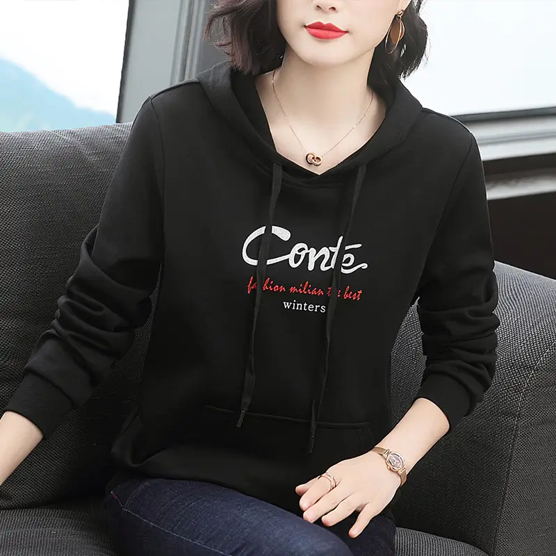 Women's Pink Hooded Sweatshirt Large Casual Spring Autumn Wear - Image 10